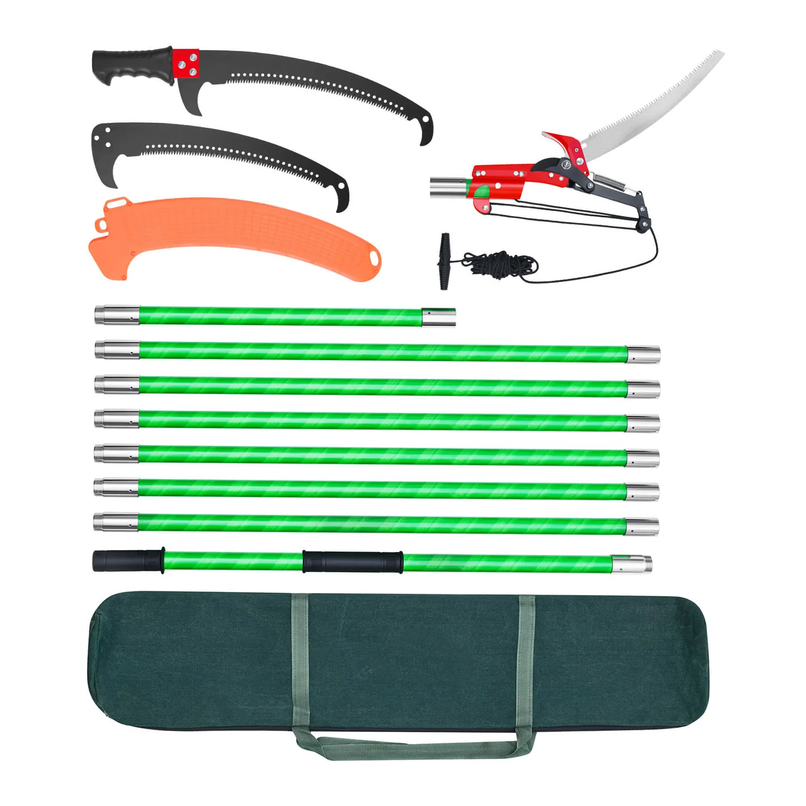 VEVOR Manual Pole Saw 3.87-27 ft Extendable Pole Tree Pruner with Scissors Sharp 65Mn Steel Blade for High Branch Trimming