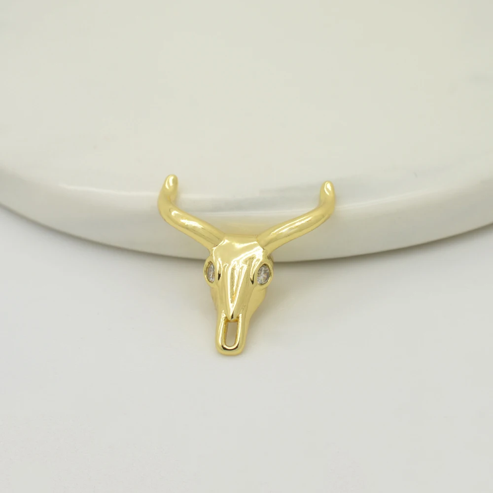 5Pcs Bull Deer Head Spacer Beads for DIY Jewelry Accessories Necklace Bracelet Chain Charms Making Brass Fashion Design Creative