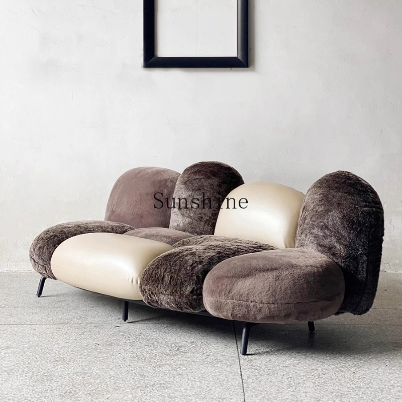 

American light luxury modern plush living room fabric modern three-person sofa chair