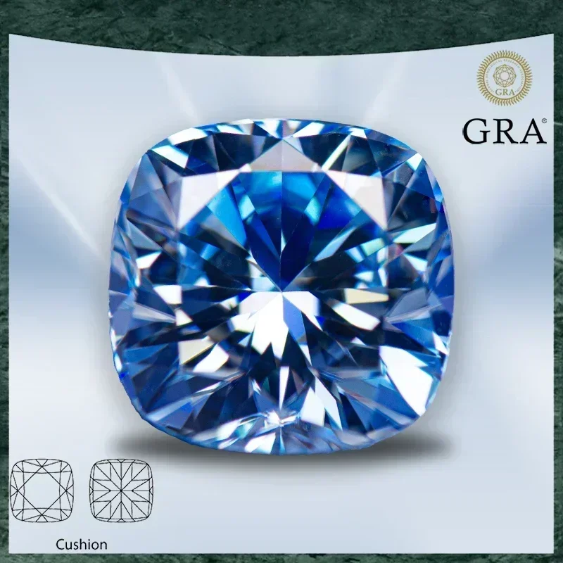 

Moissanite Stone Cushion Cut Ice Blue Color VVS1 with GRA Certificate for Gemstone Charms Advanced Jewelry Making Materials