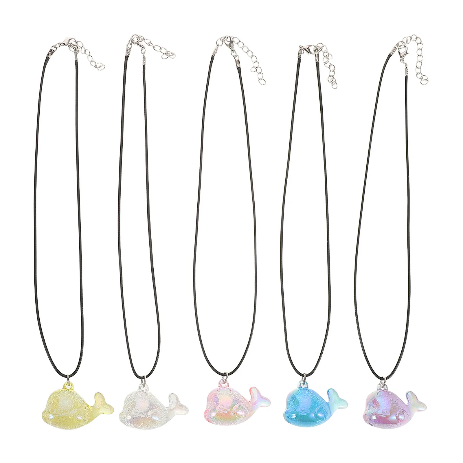 

5Pcs Ocean Animal Pendant Transparent Necklace Colorful Whale Dolphin Shark Charms for Jewelry Making Beach