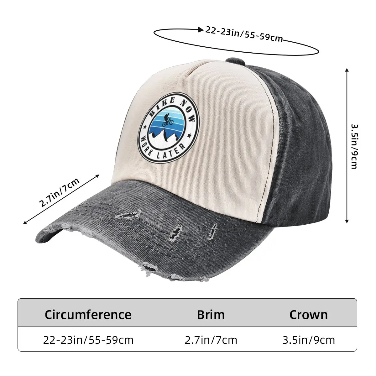 Bike now - work later! Mountain Bike Outdoor Bike Downhill Trail Mountains Electric Baseball Cap Beach Outing Male Women's