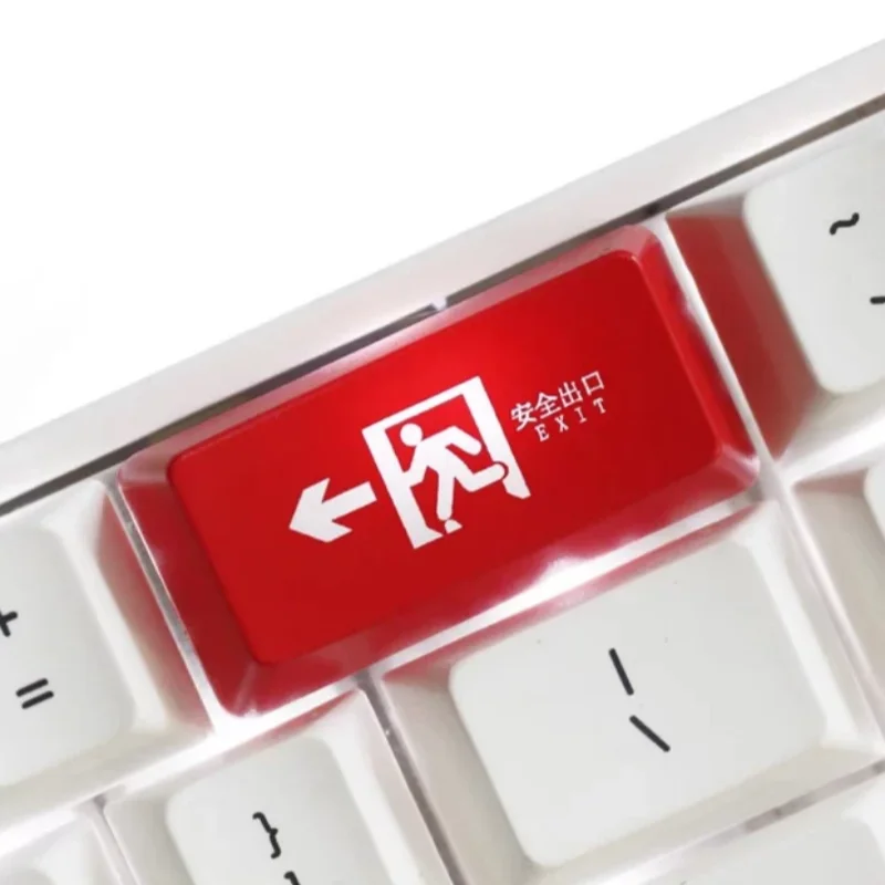 NEW ABS Oem Height For Enter Backspace Keycaps Red Black Safety Exit Sign Replacement Mechanical Keyboard Key Caps keyboard Gift