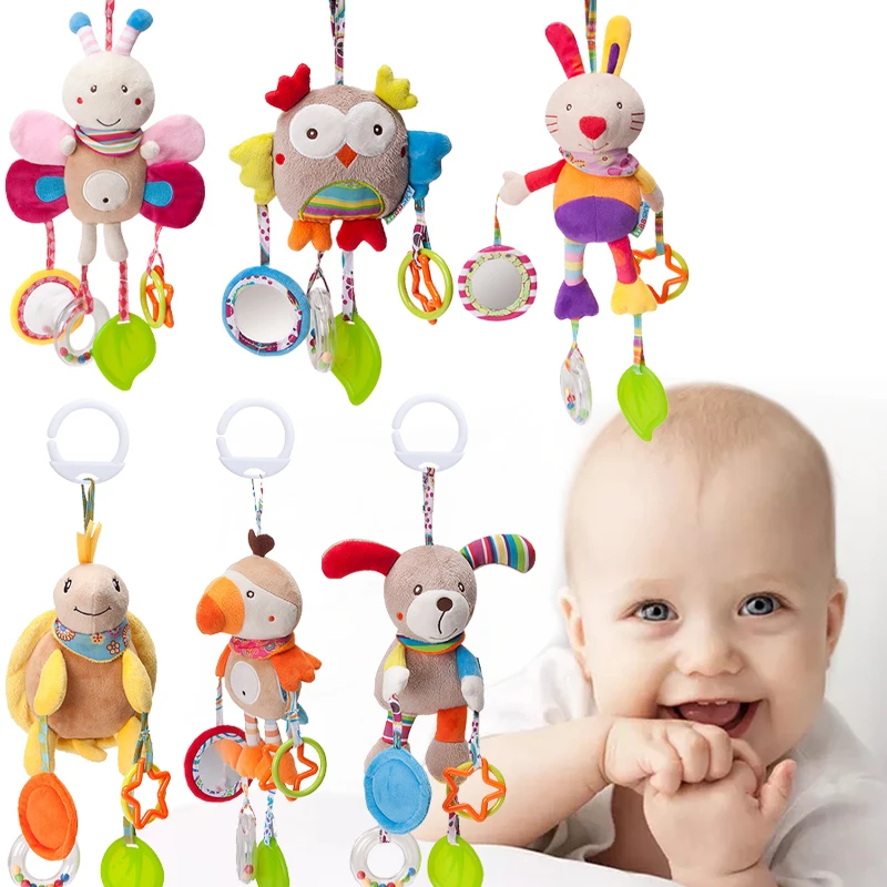 Baby Hanging Rattle Toys Newborn Sensory Hanging Rattles Early Learning Toys Baby Stroller Pendant Wind Chime Soothing Bed Bell