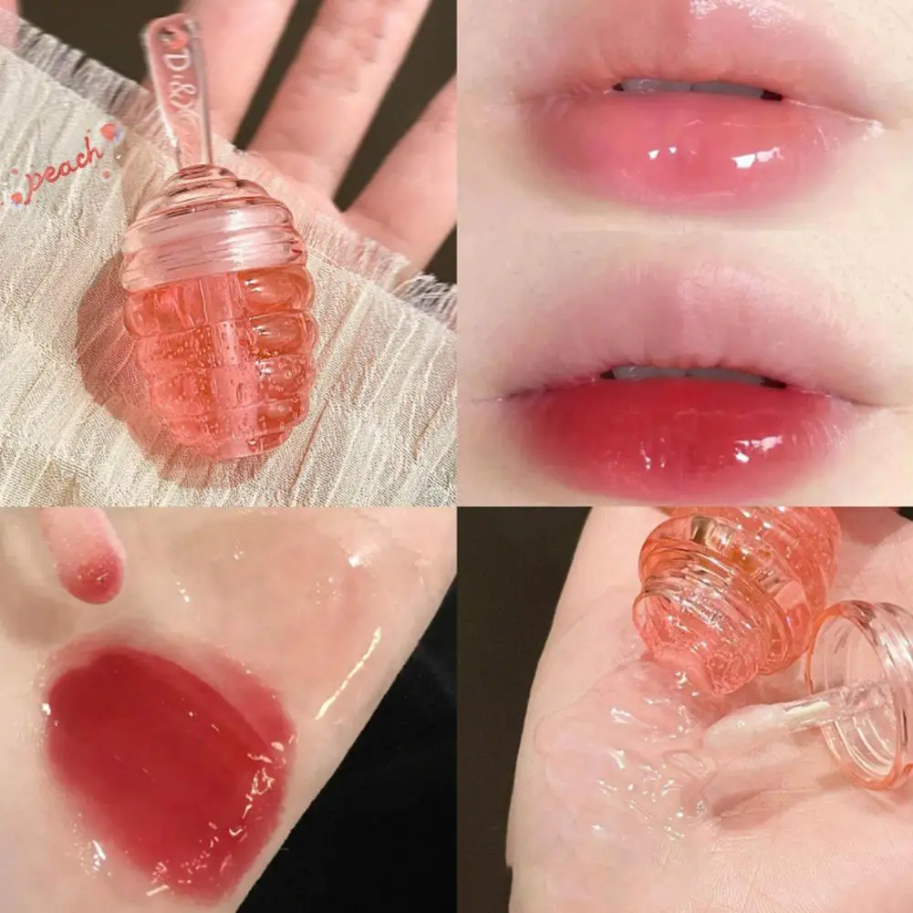 Brilho Labial Hidratante Longo Claro, Óleo Adorável de Mel, Bálsamo Labial de Frutas Frescas, Maquiagem Cosmética Durável, Liqui U1L3