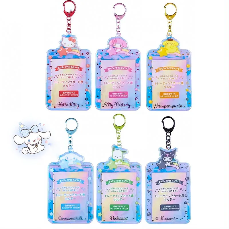 6pcs/lot Sanrio Melody Kuromi Kitty Card Holder Kawaii Pochacco Keyring Bank Card ID Bus Card Holders Keychain Stationery gift