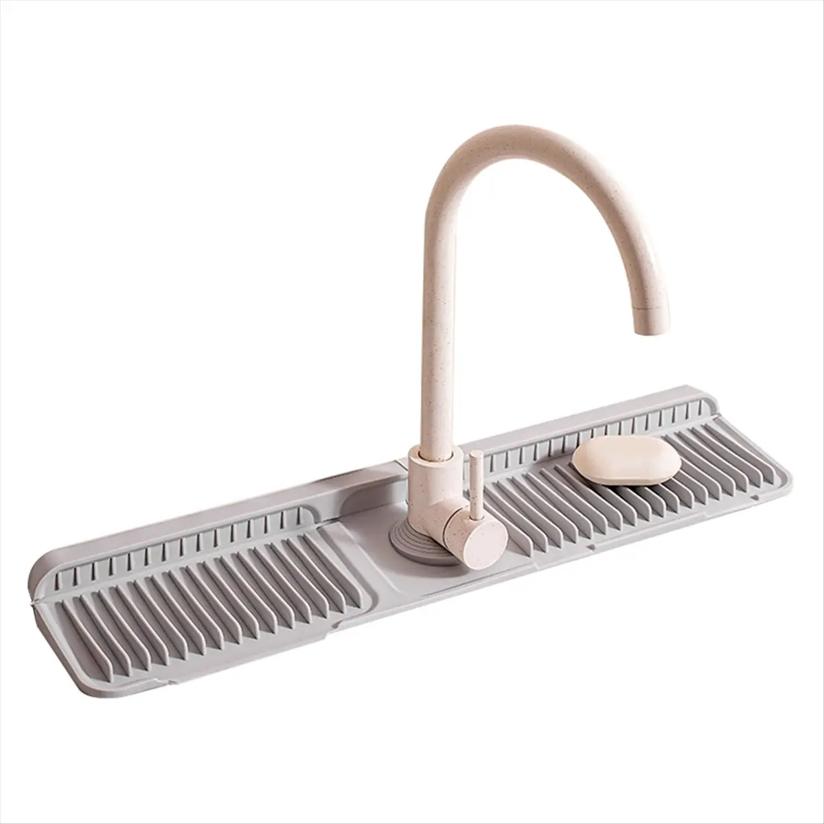 A89X 24'' Longer Faucet Mat for Kitchen Sink Splash Guard,Slope Fast Self-Draining,Snap Lock Fit,Faucet Mat Splash Guard