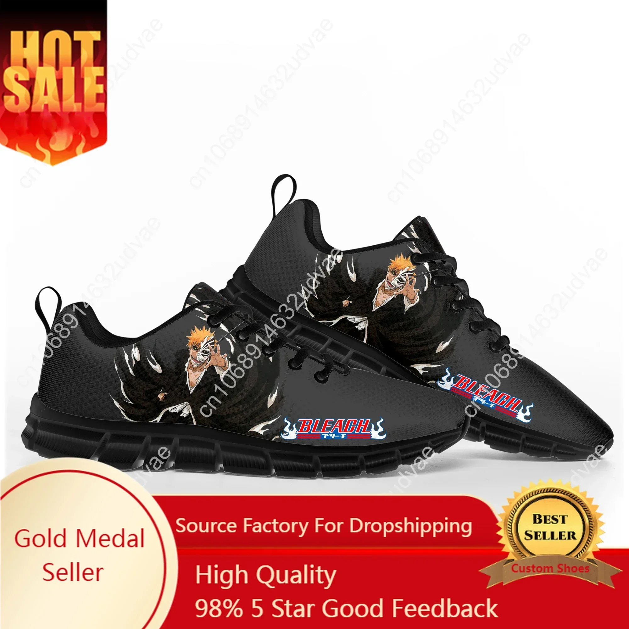 

Bleach Kurosaki Ichigo Sports Shoes Mens Womens Teenager Kids Children Sneakers Custom High Quality Couple Black Casual Shoe
