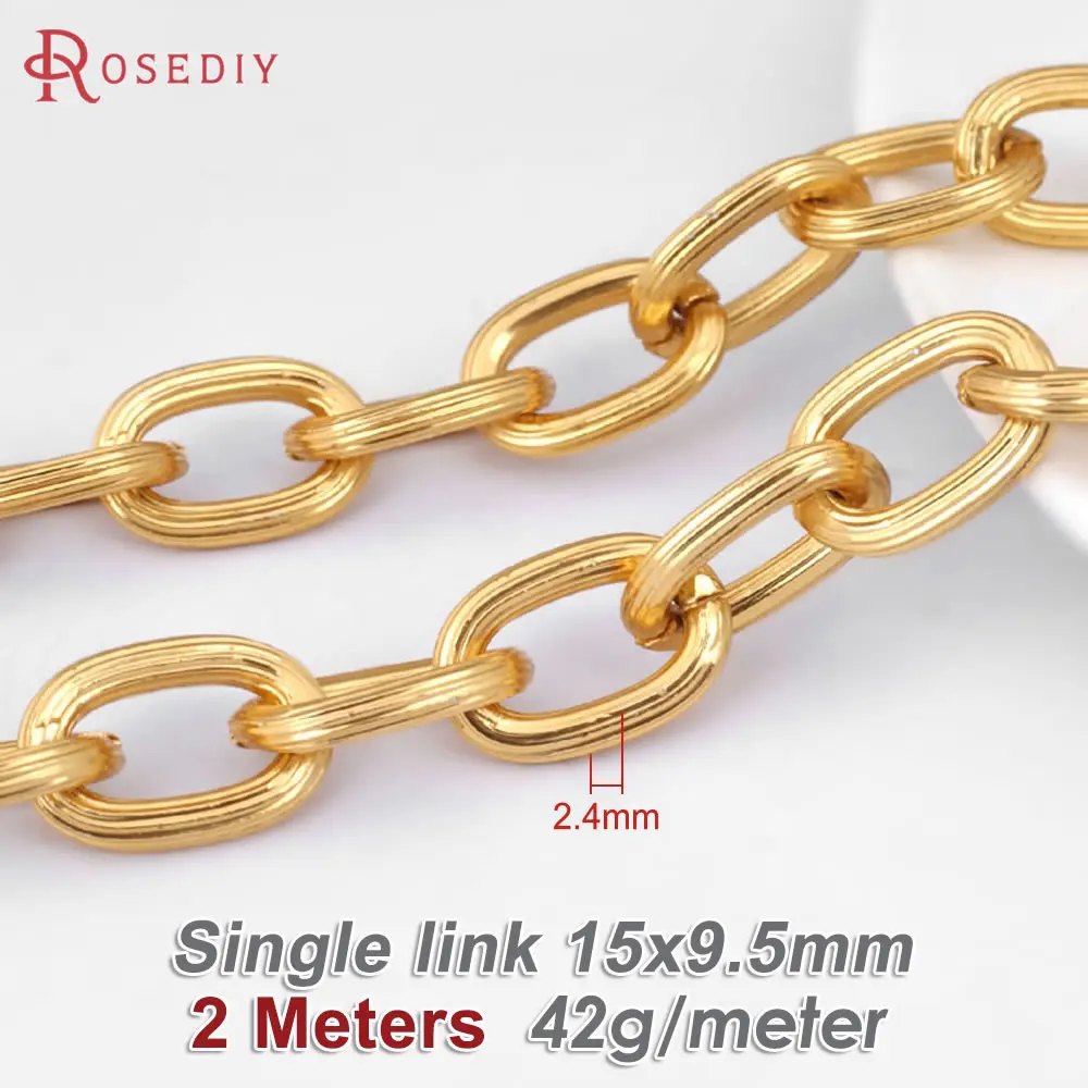 2 Meters Oxidation Gold Color Aluminum Round O Shape Chains High Quality Necklace Jewelry Accessories Rosediy official-website