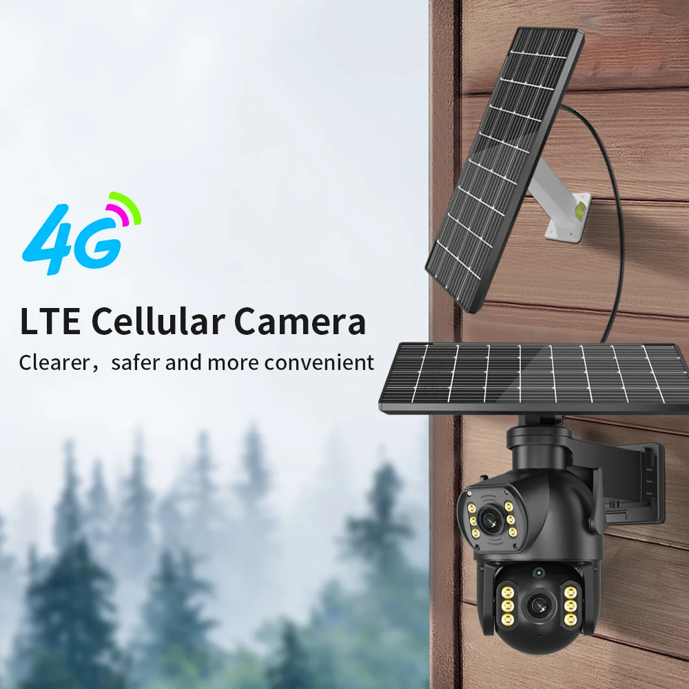 8MP 4K Outdoor Solar 4G Camera PIR Human Body Sensing Panoramic IP Camera With Solar Panel Battery IP66 Weather Resistant Camera