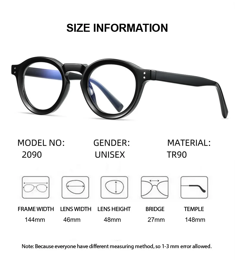 ELECCION Occhiali da vista Anti Luce Blu TR90 Rotondi Donna Uomo Occhiali Fotocromatici/Progressivi Telaio Presbiopia Miopia