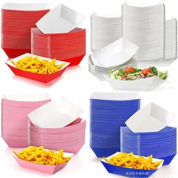 6-30pcs Solid Color Paper Boat Shaped Food Serving Tray Red Blue Pink White Candy Snack Popcorn Box for Party Supply Baby Shower