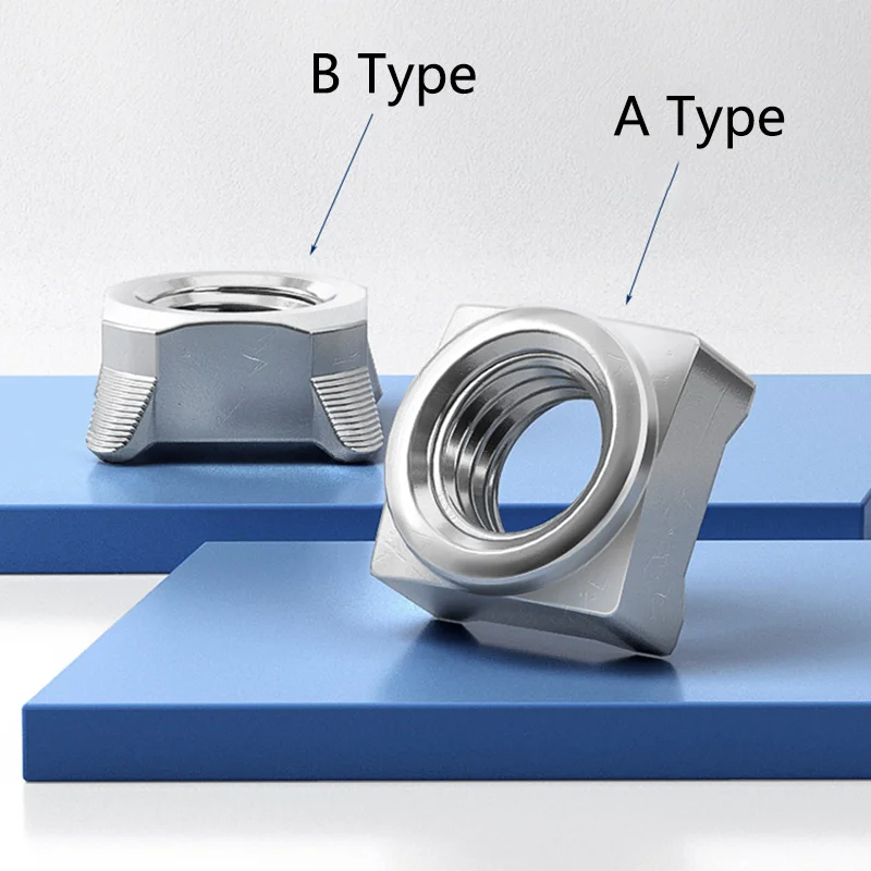 5Pcs Square Weld Nut / Square Spot Welding Nut AB Type 304 Stainless Steel Four Corner Welding Nut M3 M4 M5 M6 M8 M10