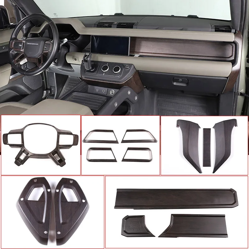 ABS Oak wood grain Car Modification For Land Rover Defender 110 2020-2023 Car Interior Frame Decoration Sticker Car Accessories