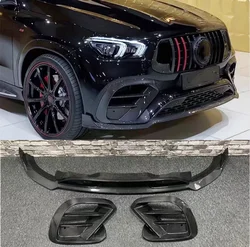 Front bumper Lip For Mercedes-Benz GLE63 GLE 63 SUV AMG 2020-2024 AMG Spoiler Lid Fog light Air Vent Outlet Cover Carbon Fiber