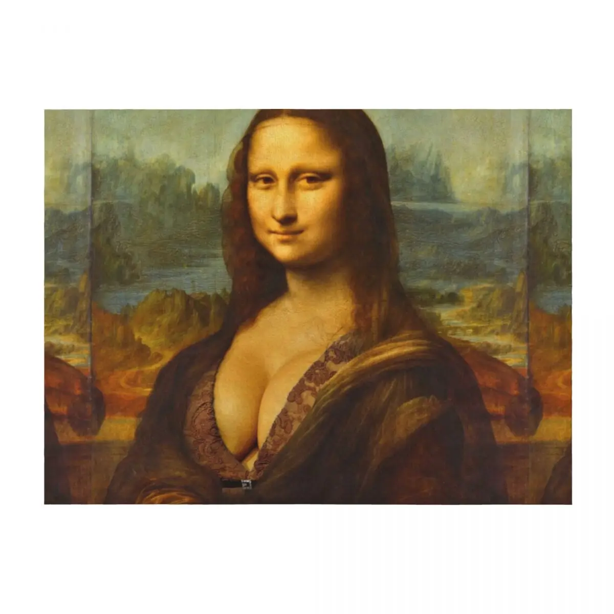 

Mona Lisa Big Boobs Parody Throw Blanket Nap decorative Thin Soft Blankets