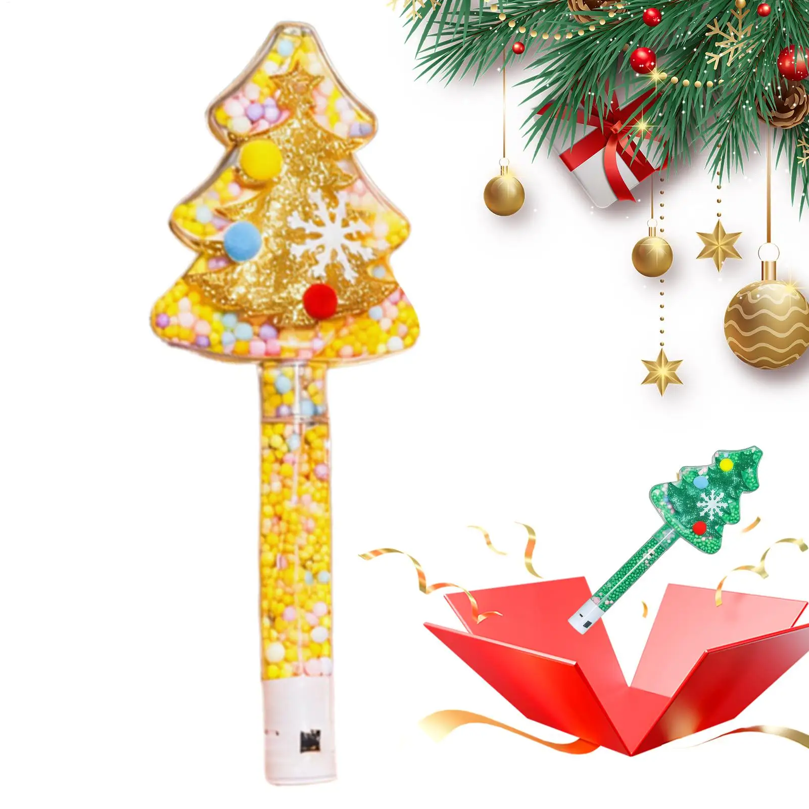 Light Up Wand Christmas Handheld Christmas Tree Glow Stick LED Glowing Toy Stick For Boys Girls Teens Hosts Home Apartment