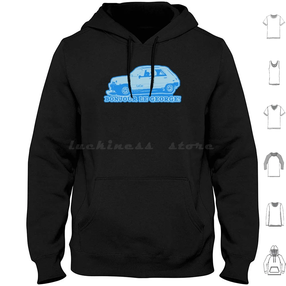 ¡Bon Bonjour Le George! Sudaderas con capucha de manga larga Jerry Seinfeld George Kramer Tv Funny 90s Cosmo Kramer Elaine Benes Sitcom