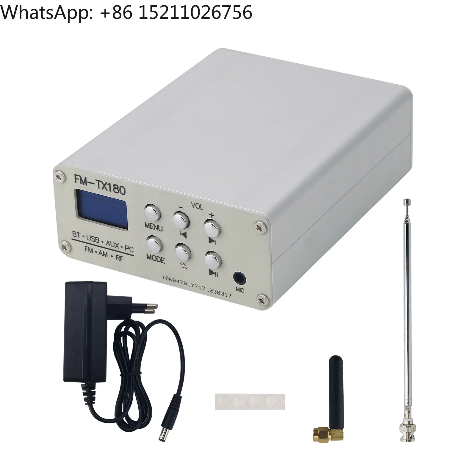 

FM-TX180 75MHz-108MHz BT Stereo FM Radio Transmitter with 0.96-inch OLED Screen AM Shortwave Signal Transmitter