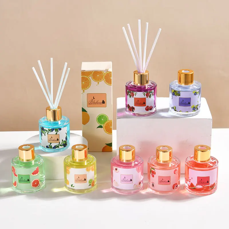 Fruit Series 50ml Reed Diffuser Gift Set Watermelon, Grapefruit, Pomegranate, Blackberry, Lychee, White Peach for Home Decor