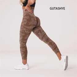 CamSolomon-Leggings de sport taille haute sans couture pour femmes, pantalons de yoga camouflage, pantalons de fitness pour filles, 14 couleurs, en stock