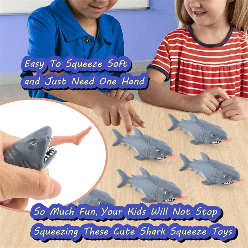 Funny Shark Squeeze Toy Interesting Animal Prank Humor Stress Relief Anti Stress Fidget Toy For Kids Adults Random Color