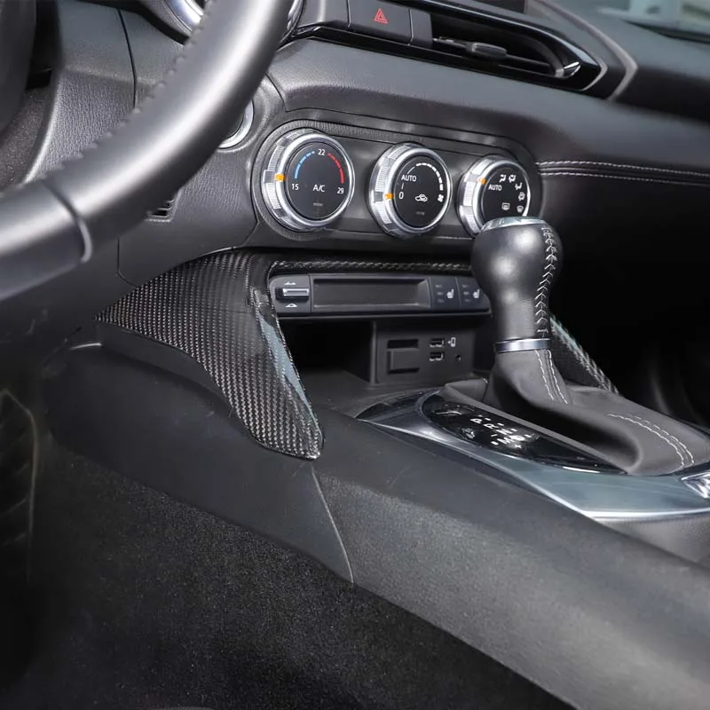 لمازدا MX-5 ND 2016-2025 فيات عباس 124 ألياف الكربون الحقيقية سيارة مركز وحدة التحكم الجبهة إطار الزخرفية ملصق اكسسوارات السيارات