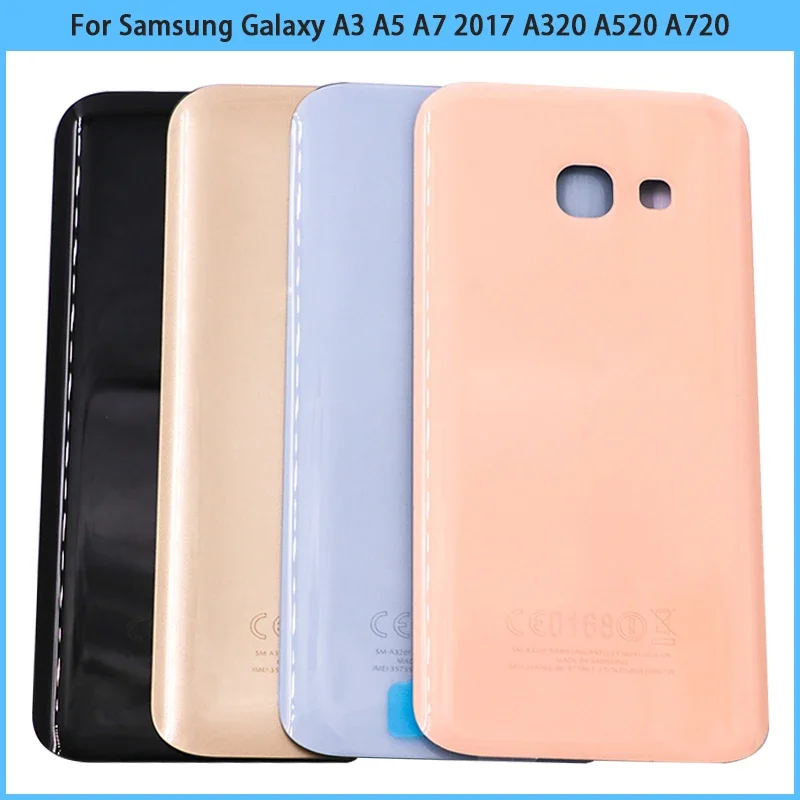 Neu für samsung galaxy a3 a5 a7 2017 a320 a520 a720 batterie rückseitige abdeckung hintere tür glasscheibe a520f gehäuse gehäuse kleber ersetzen