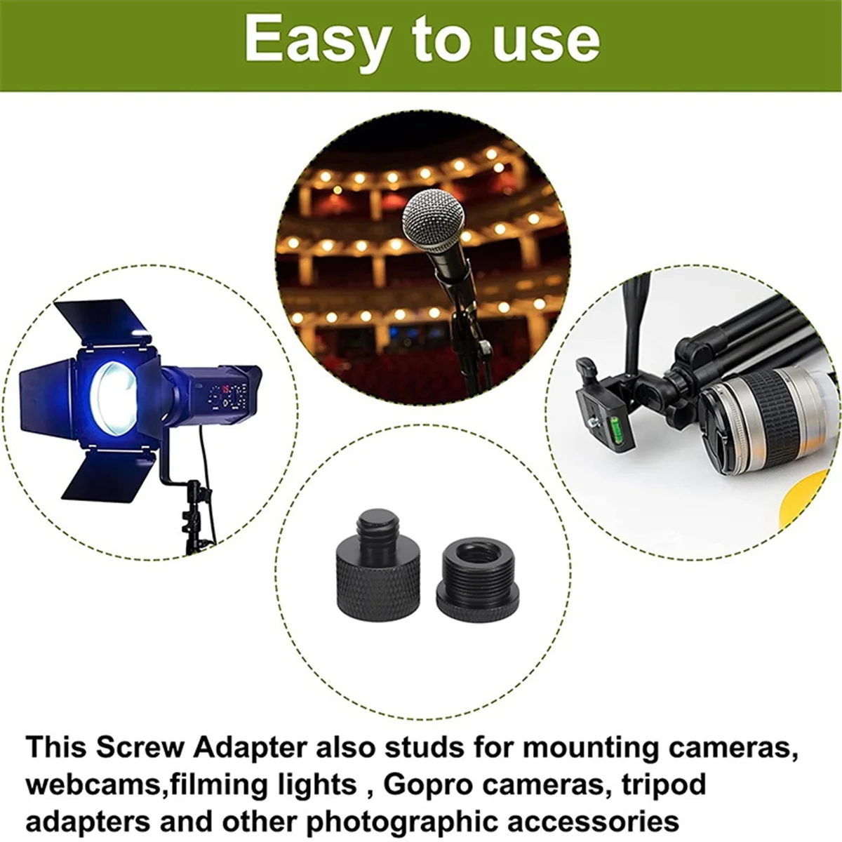 

Efficient 8 Pcs Mic Thread Set 3/8 Female to 5/8 Male for Micr Stand Mount