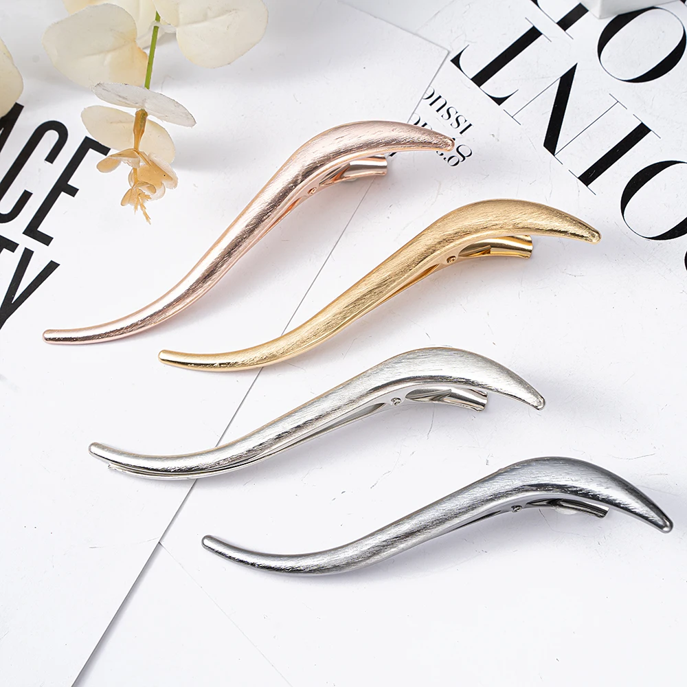 Solid Alloy Hair Claw Barrettes Metal Hairpins Crab Duckbill Hair Clips for Women Girls Bow Headwear Ponytail Hair Accessories