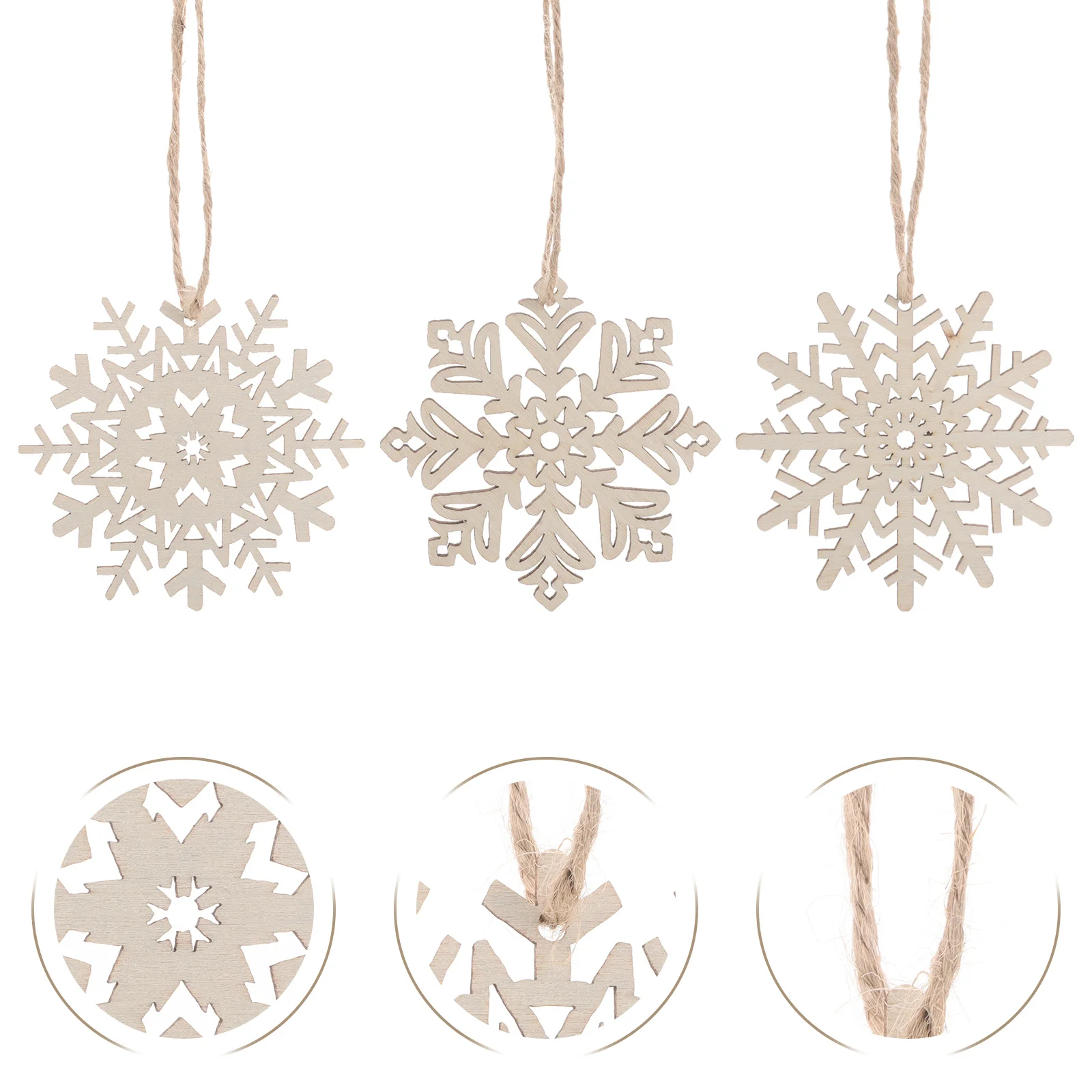 

30Pcs Wood Snowflake Ornaments Unfinished Rustic Hollow Cutouts DIY Paintable Winter Wonderland Decorations Xmas Tree Party