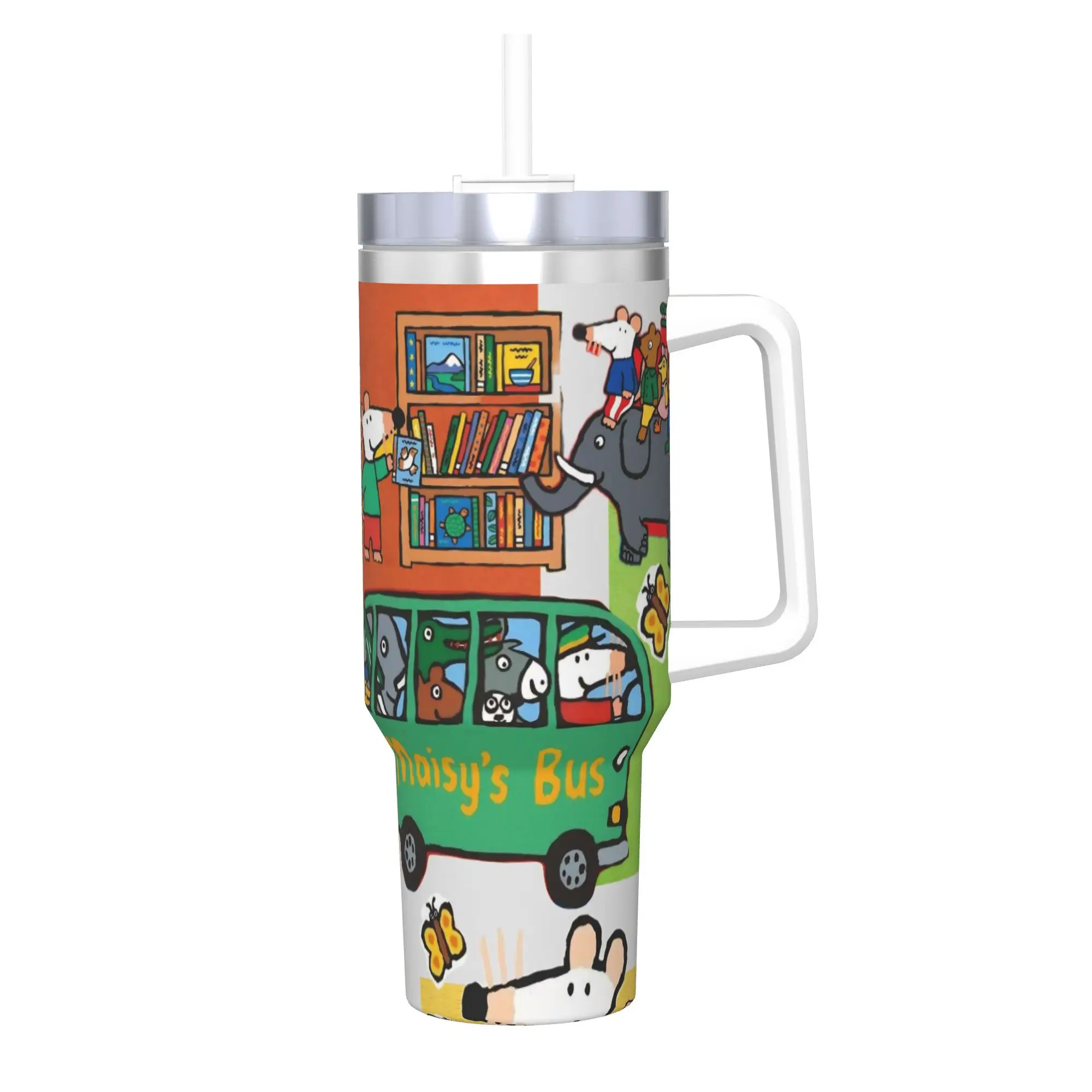 Maisy Mouse Tumbler With Straw  Stainless Steel Tumblers Mug Double Wall Vacuum Insulated for Cold Or Hot 40oz