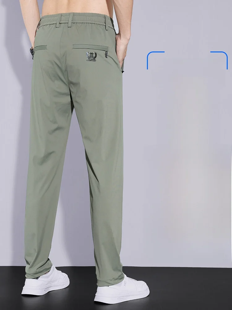 

Мужские летние ультратонкие брюки из ледяного шелка: драпирующиеся, немнущиеся, быстросохнущие, повседневные, свободного прямого кроя, дышащие, охлаждающие