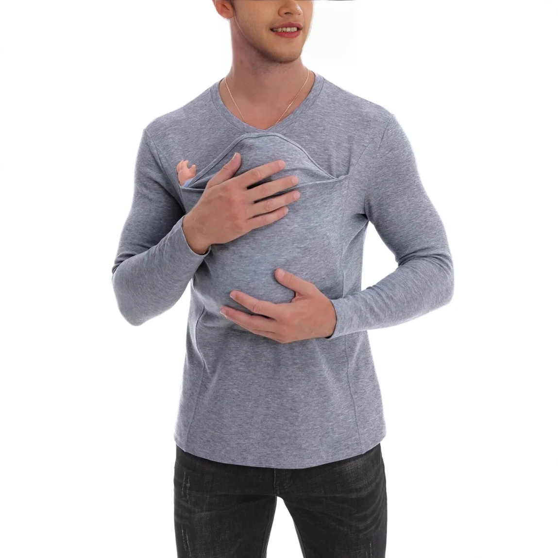 Pure cotton thickened new version of high quality Kangaroo Dad Kangaroo Mom multifunctional T-shirt long sleeves