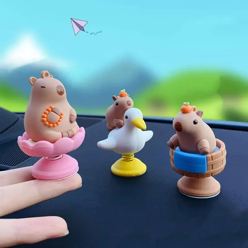 Capybara Car Decor Creative Spring Capybara Shaking Head Dashboard Figurine Ornament Car Interior Decoration