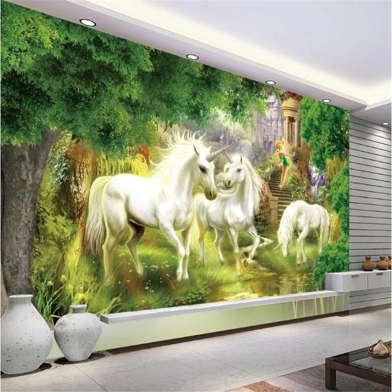 custom Colorful 3d wall paper fantasy horse ktv large mural wallpaper background photo wall paper bedroom wall 3D mural painting