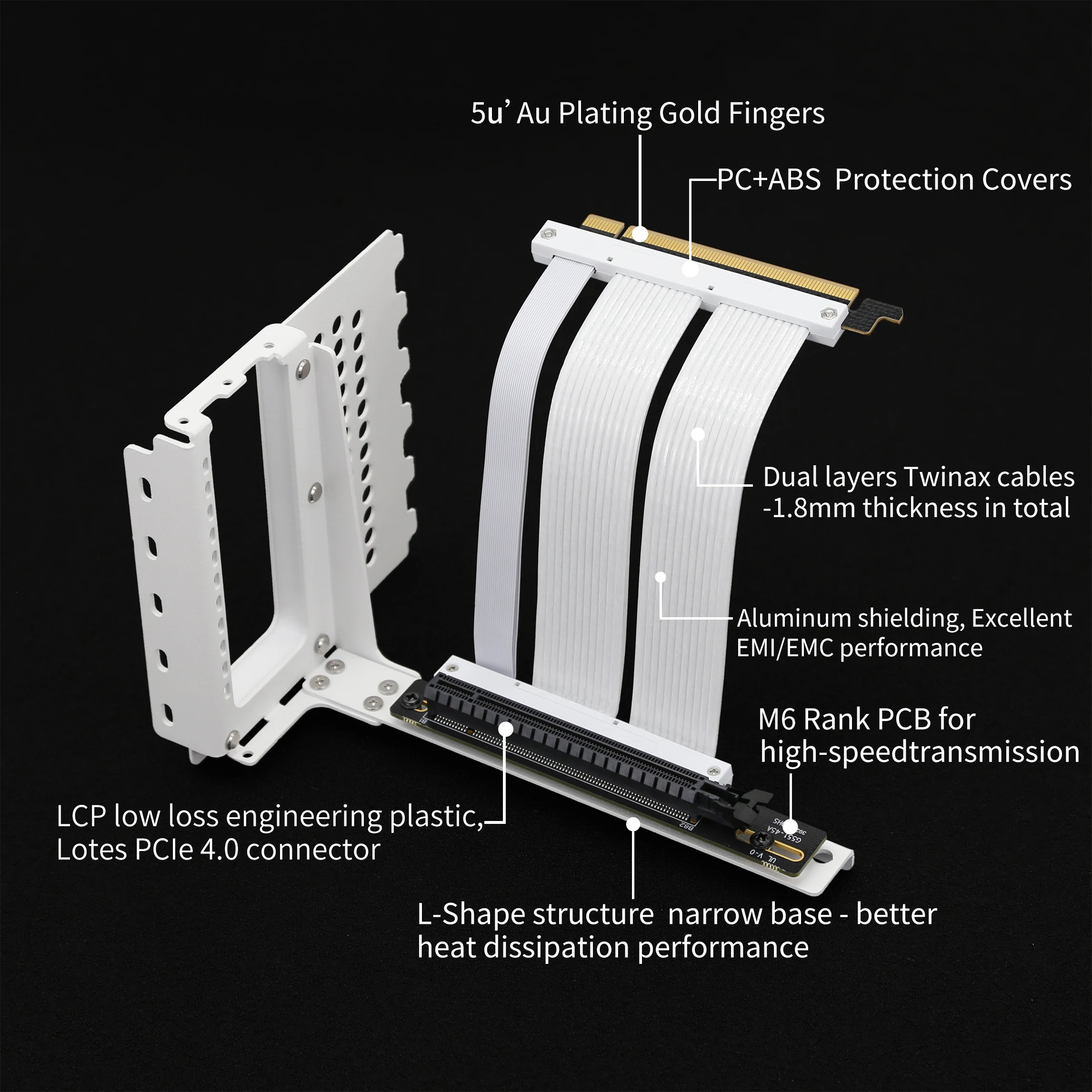 Imagem -03 - Gpu Suporte de Montagem Vertical Suporte Gpu Pcie 4.0 Riser Cabo Baixa Perda Alta Definição Suporte Atx E-atx Case Pci-e X16