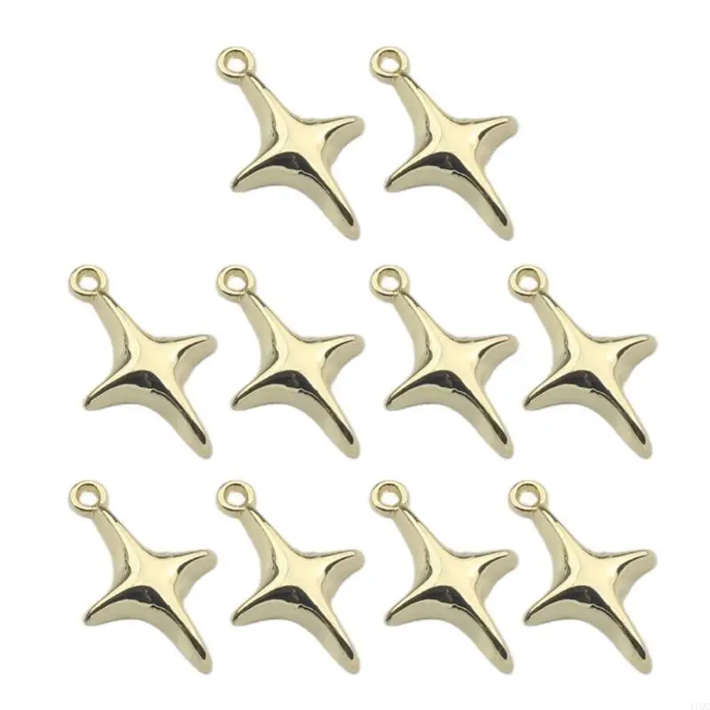 10Pcs Awn Star Necklace with Hole Necklace Bead DIY Star Charm Jewelry Making 