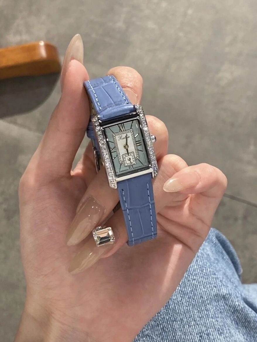

New leather belt watch for women, square, simple, elegant and fashionable women's watch, high-end fashion female gift