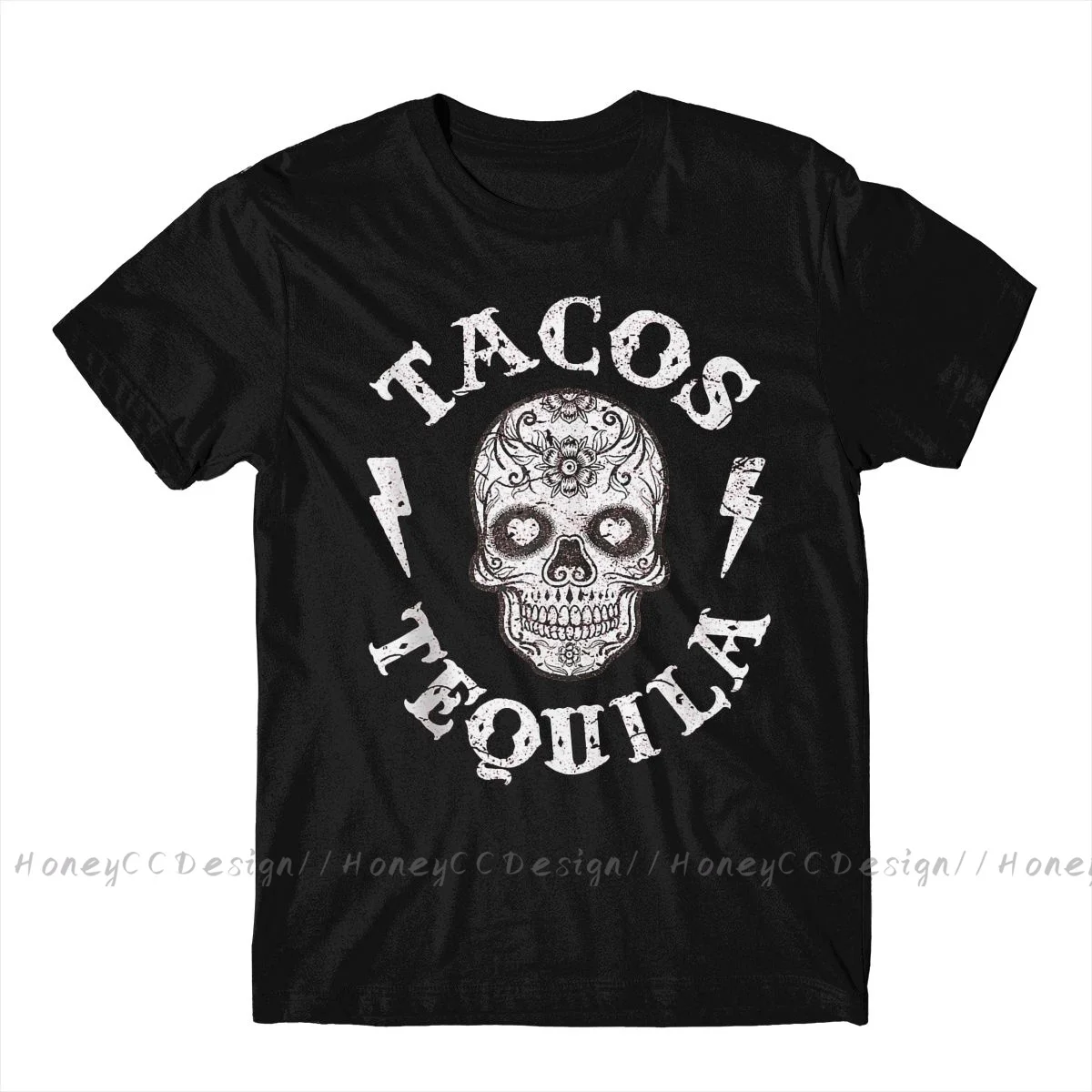 Fashion Mexico Skull Sugar Men Clothing Sugar Skull Tacos Tequila Mexican Fun T-Shirt Summer O Neck Shirt Short Sleeve Plus Size