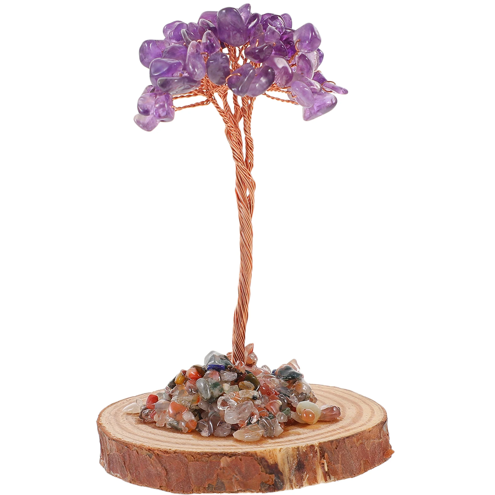 

Tree Purple Crystal Craft Tabletop Crystal Tree Decor Adornment Desktop nament Gravel Wood Design Home Office Decorations