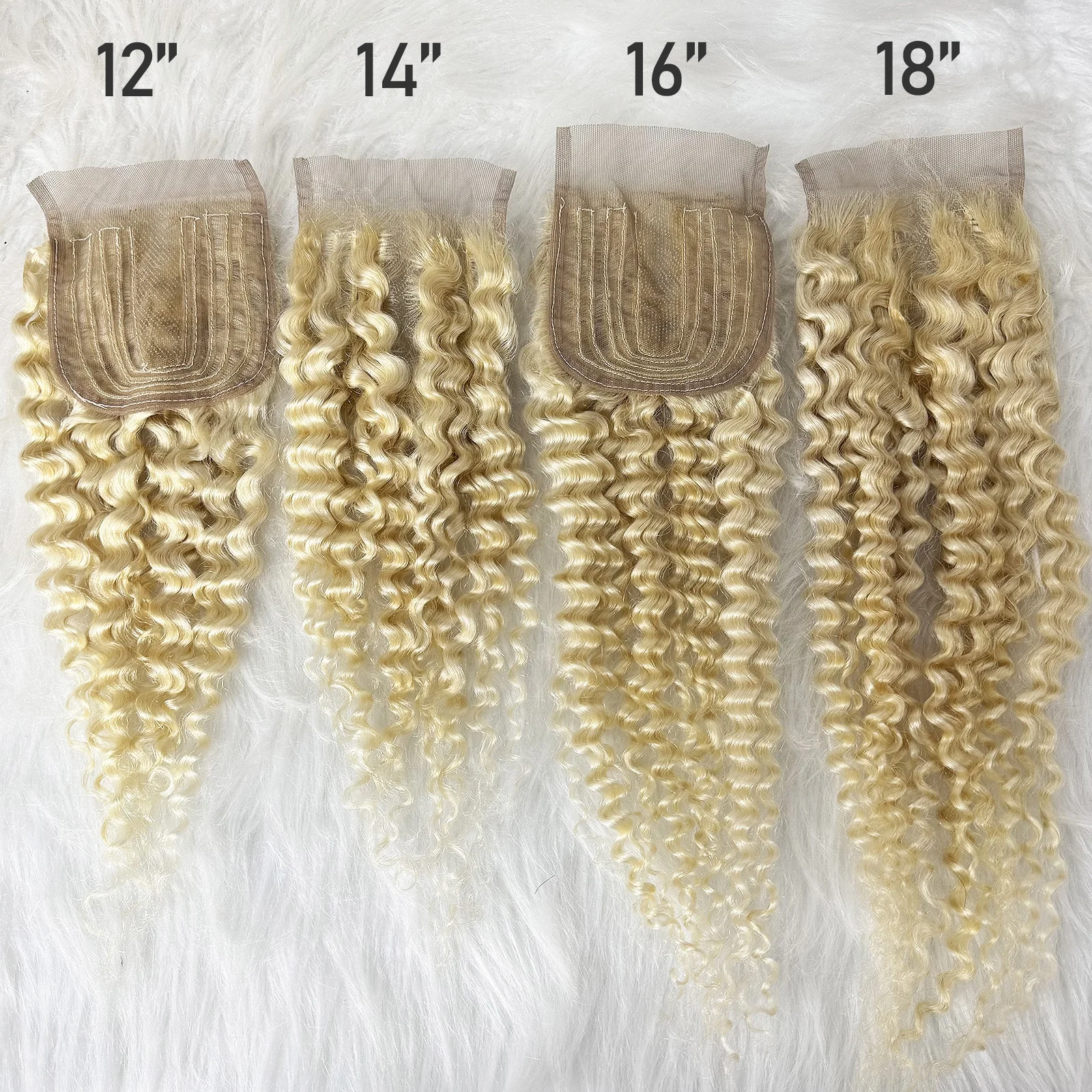 4x4 Middle Part Lace Closure Only 613# Blonde Jerry Curly Pre Plucked Swiss Transparent Lace Closure 100% Remy Human Hair