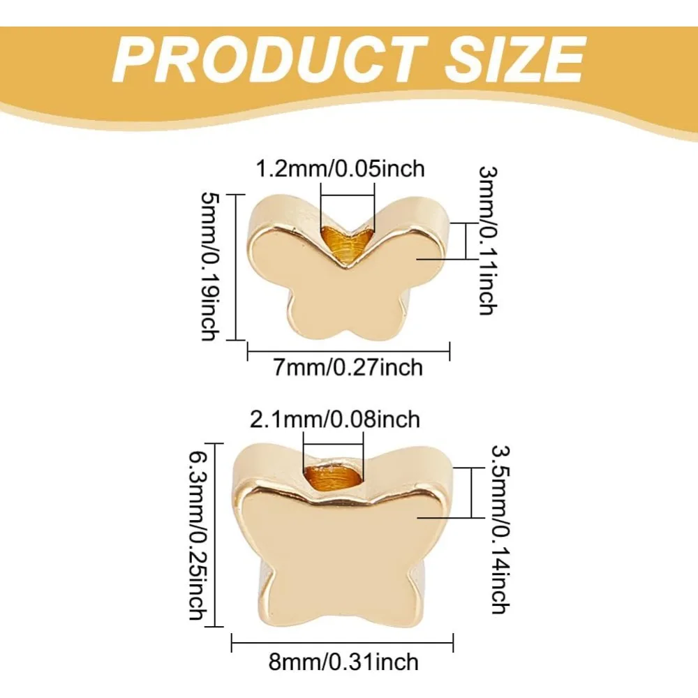 40 قطعة 2 أحجام الفراشة الحقيقية الخرز النحاس فراشة الخرز السلس حبة فضفاض خرزة مباعدة الخرز المعدني DIY بها بنفسك صنع المجوهرات