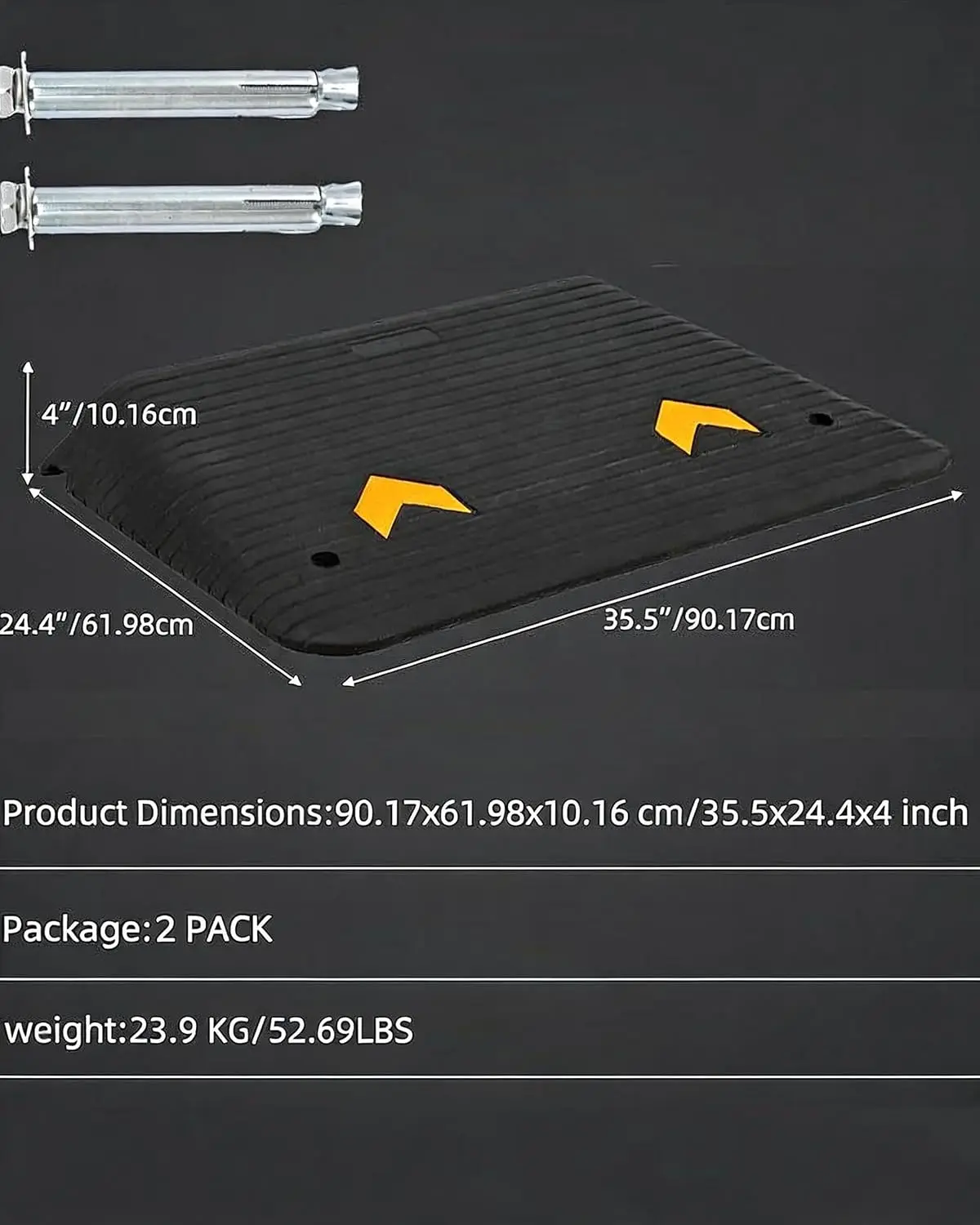 4-Inch Rubber Threshold Ramps, 2-Pack