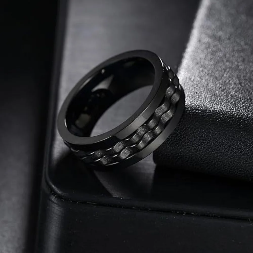 1pc Rotating Stainless Steel Rings for Men, Wedding Party Jewelry