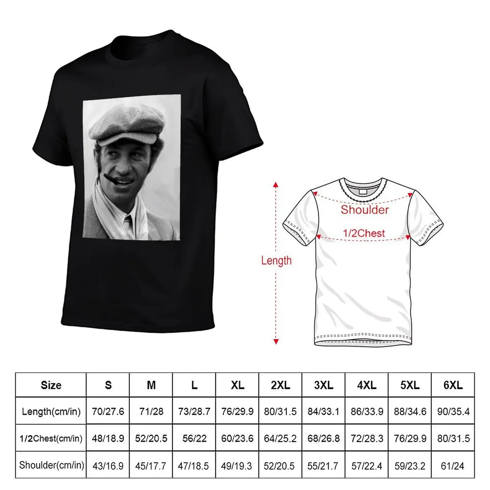 Jean paul Belmondo portrait T-Shirt plus size tops designer shirts T-shirt men