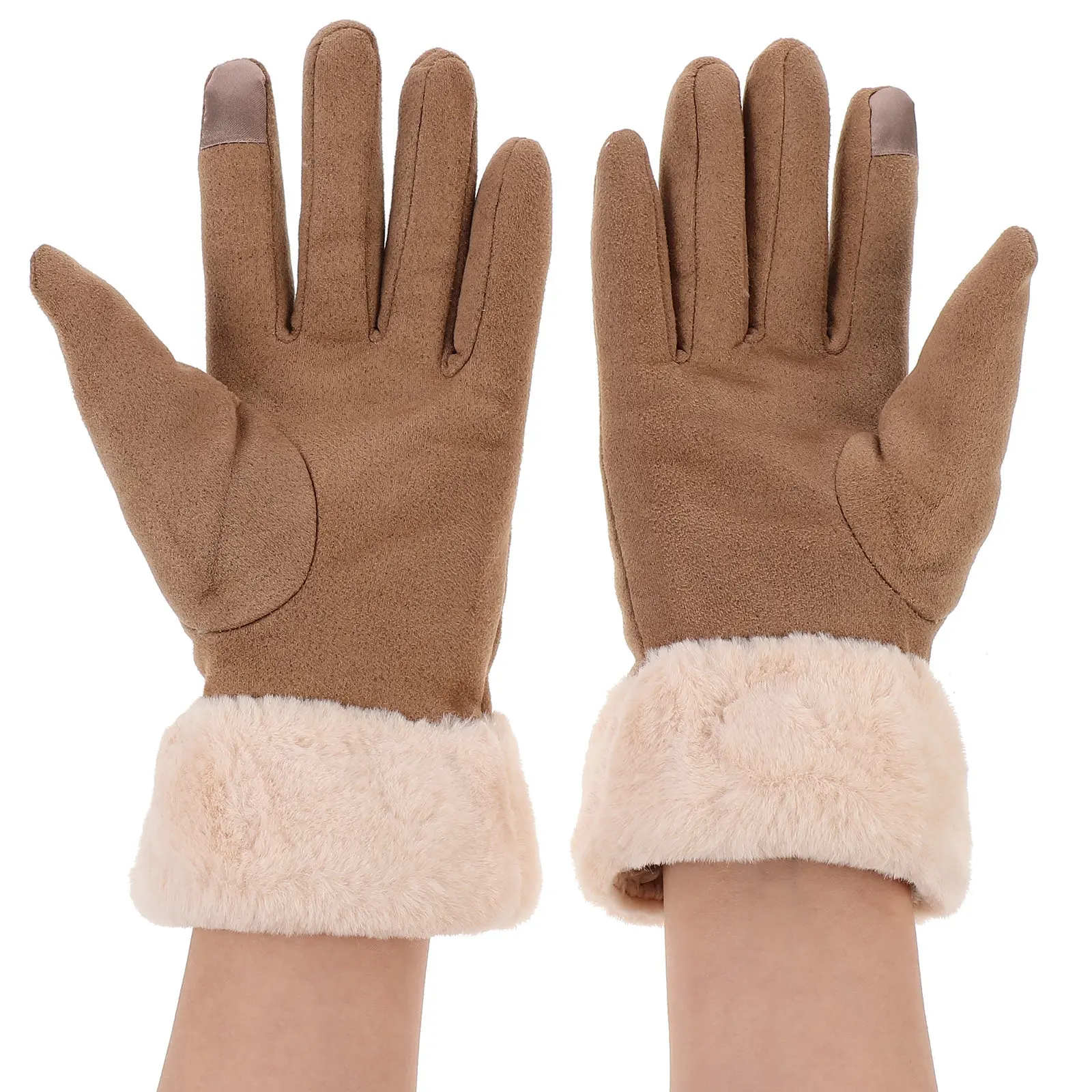 1Pair Women's Velour Gloves Thick Warm Lined Breathable Windproof Touchscreen Compatible for Riding Cycling Hiking Fall