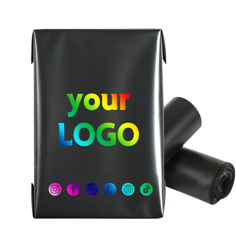 100pcs Waterproof Sealed Bags for Company Product Packaging Bags Custom Printed Color Logo Express Bags Wholesale