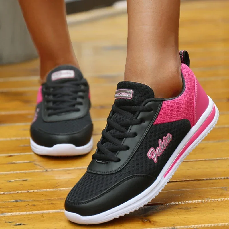 

Fashion Breathable 2024 New Sneakers For Women Flat Soft Woman Vulcanize Shoes Mesh Fabric Lace Up Women Shoes Female Footwear