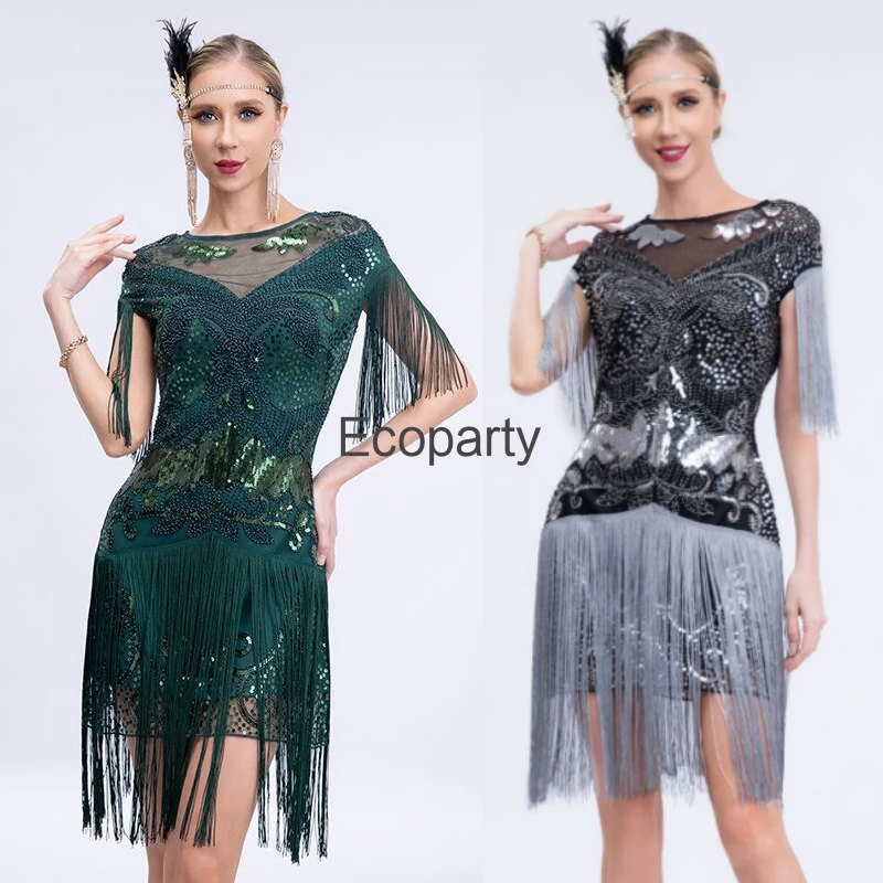 

New 1920s Vintage Flapper Great Gatsby Party Dress Elegant Sequin Beaded Tassel Wedding Prom Evening Vestidos Cocktail Dresses